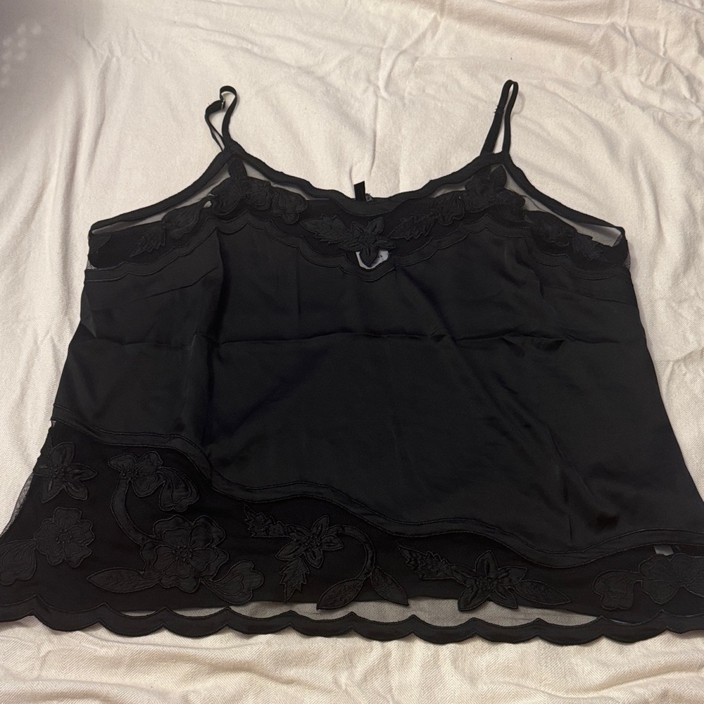Express Black Lace Trim Tank Top XL